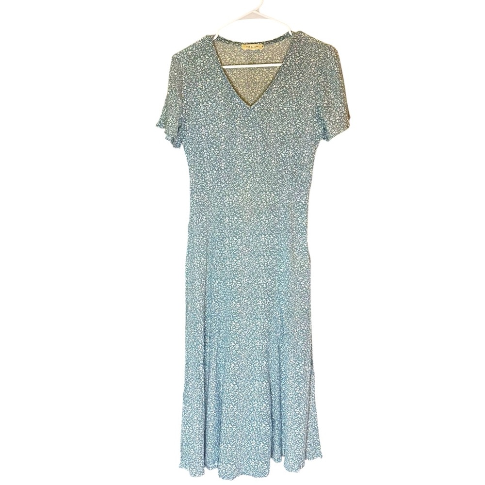 Indi & Cold Blue and White Floral Midi Dress Size XS Coquette Cottagecore